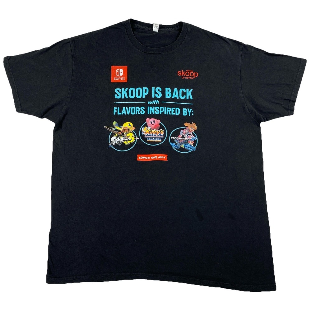 Nintendo Switch Skoop Kirby Mario Kart Promo T-Shirt Adult XL Black Ice Cream